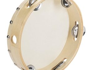 Tosnail 8" Wood Handheld Tambourine - Single Row 5 Pairs Jingles