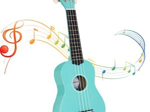 HUAWIND Soprano Ukulele For Beginners Four String Ukulele Start Pack with Gig Bag Light Blue Kids Ukelele