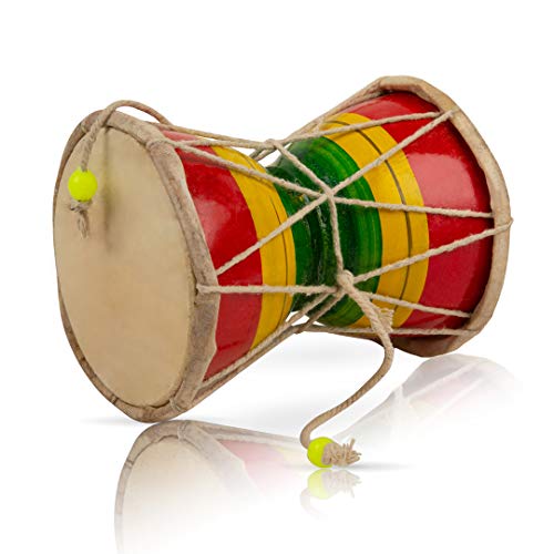 Handmade Wooden & Leather Classical Indian Folk Dumroo Damroo Damaru Hand Drum Set Percussion Decorative Collectible Showpiece World Musical Instruments (Multicolor) Handmade Wooden & Leather Classical Indian Folk Dumroo Damroo Damaru Hand Drum Set Percussion Decorative Collectible Showpiece World Musical Instruments (Multicolor)