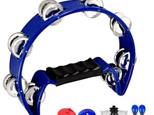 EastRock Tambourine Metal Jingles Hand Held Percussion Half Moon Tambourine for Kids