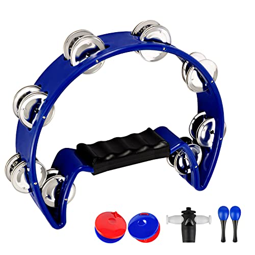 EastRock Tambourine Metal Jingles Hand Held Percussion Half Moon Tambourine for Kids EastRock Tambourine Metal Jingles Hand Held Percussion Half Moon Tambourine for Kids