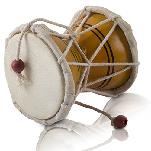 Handmade Wooden & Leather Classical Indian Folk Dumroo Damroo Damaru Hand Drum Set Percussion Decorative Collectible Showpiece World Musical Instruments (Yellow) Handmade Wooden & Leather Classical Indian Folk Dumroo Damroo Damaru Hand Drum Set Percussion Decorative Collectible Showpiece World Musical Instruments (Yellow)