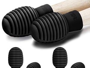 4 Pieces Drum Mute Drum Dampener Silicone Drumstick Silent Practice Tips Percussion Accessory Mute Replacement Musical Instruments Accessory (Black)