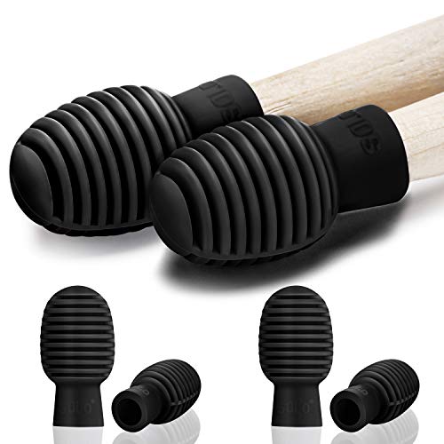 4 Pieces Drum Mute Drum Dampener Silicone Drumstick Silent Practice Tips Percussion Accessory Mute Replacement Musical Instruments Accessory (Black) 4 Pieces Drum Mute Drum Dampener Silicone Drumstick Silent Practice Tips Percussion Accessory Mute Replacement Musical Instruments Accessory (Black)