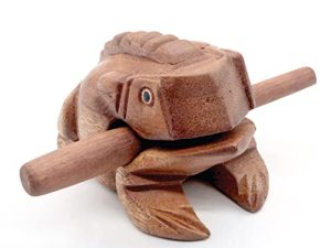 4 Inches Frog Guiro Rasp Small Instrument Musical Wooden Percussion Desk Accessories of Frog Noise Maker and for Cool Music Gifts Ideas Funny Instruments Made from Nature Wood