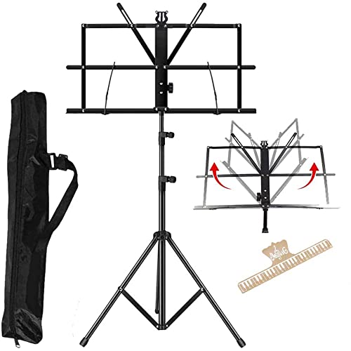 ENNBOM 2-in- 1 Music Stand Portable Folding Sheet Music Stand Adjustable Music Sheet Clip Professional Music Sheet Holder with Carry Bag (Pack of 1) ENNBOM 2-in- 1 Music Stand Portable Folding Sheet Music Stand Adjustable Music Sheet Clip Professional Music Sheet Holder with Carry Bag (Pack of 1)