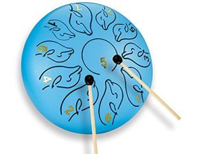 6 Inch 11 Note Steel Tongue Drum Percussion Instrument Hand Pan Drum with Drum Mallets Carry Bag