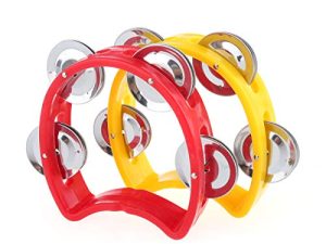 Musiclily Plastic Handheld Half Moon Tambourines Percussion Jingles Musical Instrument