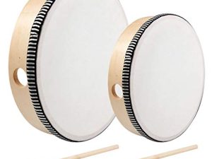 Nydotd 10 Inch & 8 Inch Hand Drum Kids Percussion Wood Frame Drum with Drum Stick Percussion Instruments Preschool Musical Education Children Performance Pro Hand Drum with Wooden Drum Beater