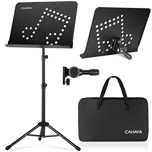 CAHAYA 2 in 1 Dual Use Sheet Music Stand & Desktop Books Stand Unique Musical Note Patent Design with Carrying Bag Foldable Tripod Portable Sturdy for Laptop Projector Books Stand CY0203 CAHAYA 2 in 1 Dual Use Sheet Music Stand & Desktop Books Stand Unique Musical Note Patent Design with Carrying Bag Foldable Tripod Portable Sturdy for Laptop Projector Books Stand CY0203