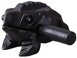 3.5" Wooden Frog Guiro Rasp Instrument - Percussion Musical Tone Block Craft (Black)
