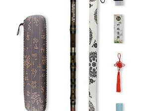 G Key Dizi Black Bamboo Flute with Free Membrane & Glue & Protector Set Traditional Chinese Instrument (Key of G/Black Bamboo)