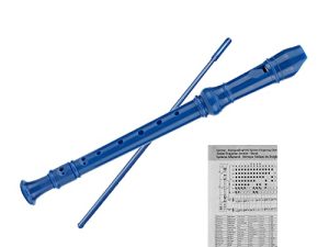 ENGIEGEE 8-Hole Soprano Descant Recorder Kids Music Flute with Cleaning Rod & Case Bag For School Student Home Entertainment Blue