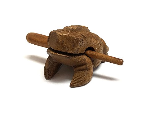 Natural Wooden Croaking Frog Rasp Guiro Tone Block 5" Animal Shaped Figurine with Stick - Handmade Percussion Gifts Musical Instrument (Tan) Natural Wooden Croaking Frog Rasp Guiro Tone Block 5" Animal Shaped Figurine with Stick - Handmade Percussion Gifts Musical Instrument (Tan)