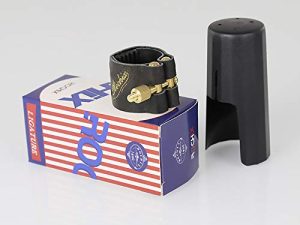 Rochix Genuine Leather Ligature and Plastic Cap for Alto Saxophone Sax