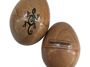 Wood Egg Shaker - Natural Finish - Pair (2pcs) by World Percussion USA (Natural Wood)