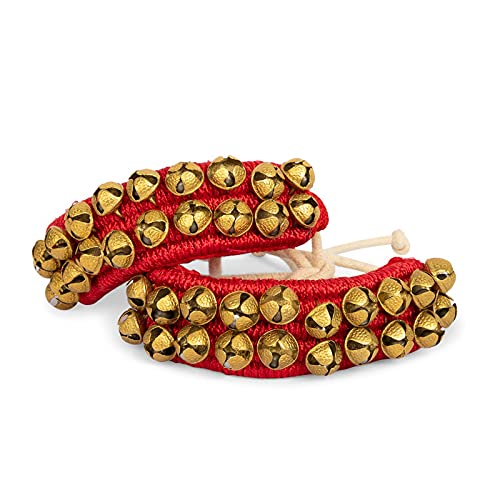 Art Of Creation Kathak Dancing Ghungroo 2 Line Anklet Pair 20 + 20 Bell Indian Classical Dancers Musical Instrument Bharatnatayam Ghungru (Red) Art Of Creation Kathak Dancing Ghungroo 2 Line Anklet Pair 20 + 20 Bell Indian Classical Dancers Musical Instrument Bharatnatayam Ghungru (Red)