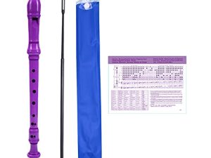 German Style 8 Hole Soprano Descant Recorder Instrument for Chrildren Kids Beginner Graduation or Back to School Gift with Cleaning Rod and Instruction (Purple)