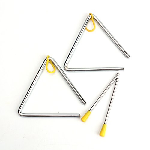 Foraineam 2 Pack 5 Inch Hand Percussion Instrument Triangles with Striker Foraineam 2 Pack 5 Inch Hand Percussion Instrument Triangles with Striker