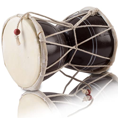 Handmade Wooden & Leather Classical Indian Folk Dumroo Damroo Damaru Hand Drum Set Percussion Decorative Collectible Showpiece World Musical Instruments (Brown) Handmade Wooden & Leather Classical Indian Folk Dumroo Damroo Damaru Hand Drum Set Percussion Decorative Collectible Showpiece World Musical Instruments (Brown)