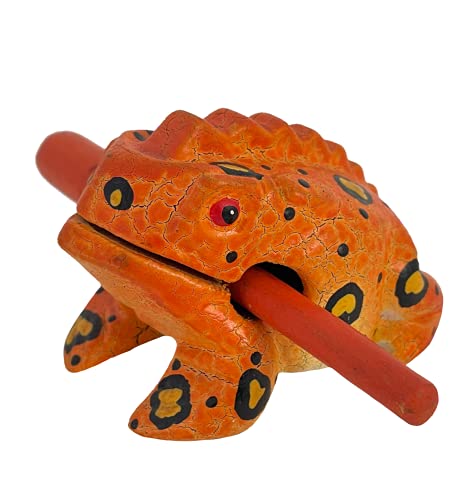 Cozinest 4" Wooden Frog Percussion Instrument Wood Frog Guiro Rasp Tone Block Thailand Handcraft Musical Lucky Frog Home Office Decoration Adorable Gift (Orange) Cozinest 4" Wooden Frog Percussion Instrument Wood Frog Guiro Rasp Tone Block Thailand Handcraft Musical Lucky Frog Home Office Decoration Adorable Gift (Orange)