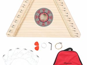 Kayazia Lyrical Lap Harp 15 Steel Strings Instresting Musical Instrument Kit with Portable Gig Bag Song Books Turning Wrench Picks for Kids Children Beginners Music Lovers- Natural Color