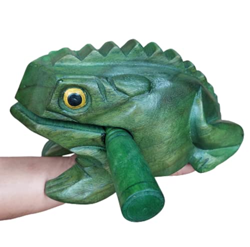 Cozinest Extra Large 9" Wood Frog Guiro Rasp Percussion Instrument Tone Block Wooden Good Luck Frog Animal Shaped Figurine Handcraft Musical Instruments from Thailand Home Office Decoration (Green) Cozinest Extra Large 9" Wood Frog Guiro Rasp Percussion Instrument Tone Block Wooden Good Luck Frog Animal Shaped Figurine Handcraft Musical Instruments from Thailand Home Office Decoration (Green)