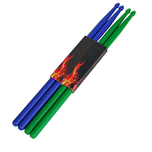 2 Pairs 5A Nylon Drumsticks for Adults Kids Light Durable Plastic Drum Sticks Set with Non-Slip Handles Professional Musical Instrument Percussion Accessories (Dark Blue & Dark Green) 2 Pairs 5A Nylon Drumsticks for Adults Kids Light Durable Plastic Drum Sticks Set with Non-Slip Handles Professional Musical Instrument Percussion Accessories (Dark Blue & Dark Green)