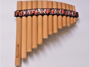 Pan Flaute Inca Motif 13 Pipes -Natural Bamboo From Peru Case Included