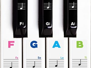 Piano Stickers for Keys – Removable w/Double Layer Coating for 49/61 / 76/88 Keyboards (White & Black Keys)