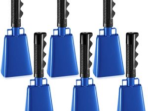 6 Pack Blue Cow Bell Noise Makers with Handles