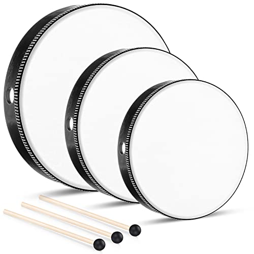 Yeshone Kid Drums Hand Drum Percussion Black Wood Frame Drum with Drum Stick 12 Inch 10 Inch 8 Inch Drums for Kids Musical Instruments for Adults Beginners Adults for Home School Party Supplies Yeshone Kid Drums Hand Drum Percussion Black Wood Frame Drum with Drum Stick 12 Inch 10 Inch 8 Inch Drums for Kids Musical Instruments for Adults Beginners Adults for Home School Party Supplies