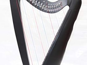 Musical Instrument Black Tall Celtic Irish Harp 22 Strings Lever Solid Wood with Dulex Bag