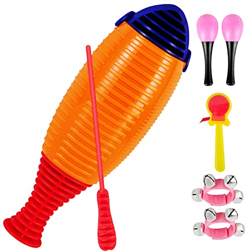EASTROCK Guiro Instrument Colorful Fish Shaped Guiro Latin Percussion Instrument Musical Percussion Instruments for Kids with Rhythm Sticks for Adults EASTROCK Guiro Instrument Colorful Fish Shaped Guiro Latin Percussion Instrument Musical Percussion Instruments for Kids with Rhythm Sticks for Adults