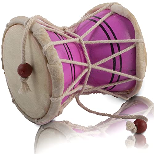Handmade Wooden & Leather Classical Indian Folk Dumroo Damroo Damaru Hand Drum Set Percussion Decorative Collectible Showpiece World Musical Instruments (Pink) Handmade Wooden & Leather Classical Indian Folk Dumroo Damroo Damaru Hand Drum Set Percussion Decorative Collectible Showpiece World Musical Instruments (Pink)