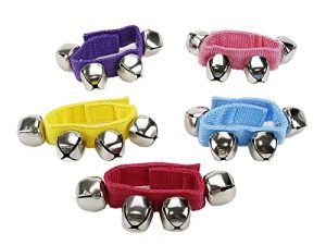 Geesatis 5 Pcs Hand Band Wrist Bells Musical Jingle Bells Instrument Percussion Rhythm for Kids Education