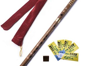 Jiayouy Bamboo Flute G Key Dizi Pluggable Handmade Traditional Chinese Instrument with Bamboo Membrane & Velvet Bag