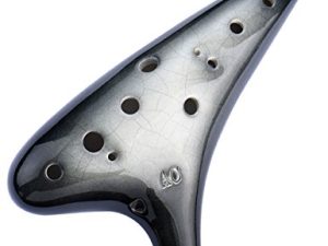 ”Joy of Wood Thrush” 12 Hole Alto C Ceramic Ocarina in Exquisite Craft (Gradient Black)