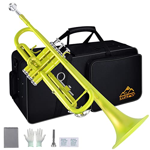 EASTROCK Trumpet Standard Brass Bb Trumpet Instrument with Hard Case EASTROCK Trumpet Standard Brass Bb Trumpet Instrument with Hard Case