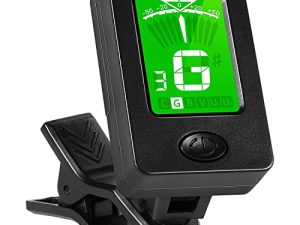Clip On Ukulele Guitar Tuner for Acoustic Electric Guitar Bass Mandolin Violin Banjo Large Clear LCD Display Guitar Tuner Chromatic Tuner