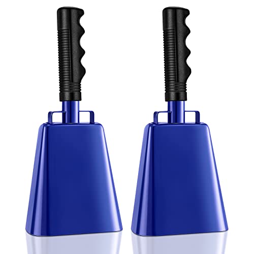 2 Pieces 10 Inch Steel Cowbell with Handle Cheering Bell for Sports Games Events Large Solid School Bells Metal Noise Maker Loud Percussion Musical Instrument Call Bell Alarm (White) 2 Pieces 10 Inch Steel Cowbell with Handle Cheering Bell for Sports Games Events Large Solid School Bells Metal Noise Maker Loud Percussion Musical Instrument Call Bell Alarm (White)