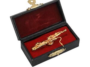 Dselvgvu Miniature Musical Instrument Fashion Lapel Brooch Pin with Red Velvet Lined Instrument Case Musical Gift Birthday Gift