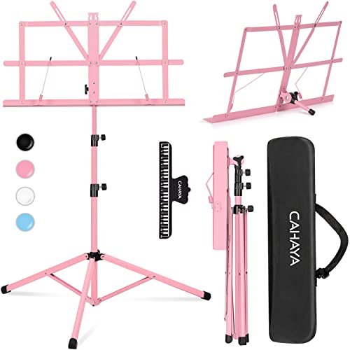 CAHAYA Sheet Music Stand Folding Music Stand Portable with Carrying Bag for Books Notes Pink CY0204-1 CAHAYA Sheet Music Stand Folding Music Stand Portable with Carrying Bag for Books Notes Pink CY0204-1