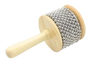 Mowind Wooden Cabasa Hand Shaker Percussion Instrument with Metal Beads for Classroom Band 3.4" Size