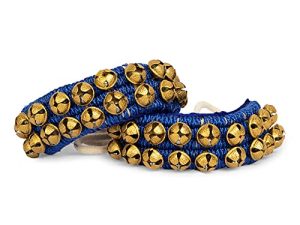Art Of Creation Kathak Dancing Ghungroo 2 line 20 +20 Dancing Bell Anklet Pair Classical Dancers Musical Instrument Bharatnatayam Ghungru (Blue)