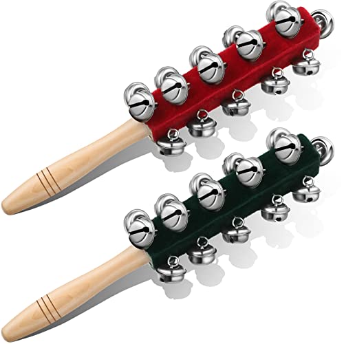 2 Pcs Christmas Hand Jingle Bells Wooden Handhold Sleigh Bells Jingle Bells Shaker Rattle Musical Percussion Instrument for Christmas Party Favors Birthday Gifts Gatherings Kids Children Musical Toys 2 Pcs Christmas Hand Jingle Bells Wooden Handhold Sleigh Bells Jingle Bells Shaker Rattle Musical Percussion Instrument for Christmas Party Favors Birthday Gifts Gatherings Kids Children Musical Toys