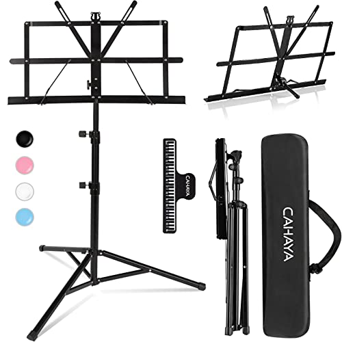 CAHAYA 2 in 1 Dual Use Extra Stable Reinforced Folding Sheet Music Stand & Desktop Book Stand Lightweight Portable Adjustable with Carrying Bag CAHAYA 2 in 1 Dual Use Extra Stable Reinforced Folding Sheet Music Stand & Desktop Book Stand Lightweight Portable Adjustable with Carrying Bag