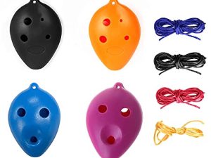 Jiayouy 4pcs Plastic Ocarina Instrument 6 Holes Treble C Key Ocarina - Easy Instrument for Children and Beginners Player (Color : Black Orang Blue Purple)