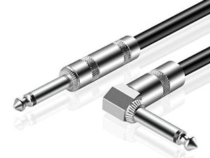 TNP 6.35mm Guitar Cable (6FT) Straight to Right Angle Plug 1/4 Inch TS Male Phono Jack Musical Instrument Patch Cable Wire Cord For Electric Bass Guitar Mandolin Amplifier Speaker Line-level Audio