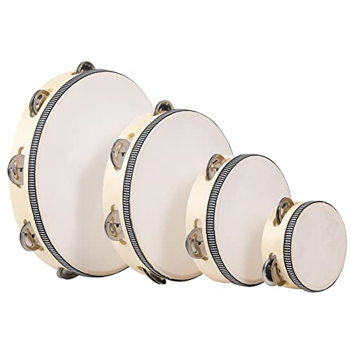 Tambourine for Adults Wooden Tambourine Hand Held Drum Bell Birch Metal Jingles Percussion Percussion Gift Musical Educational Instrument for Church Party (4 piece set) Tambourine for Adults Wooden Tambourine Hand Held Drum Bell Birch Metal Jingles Percussion Percussion Gift Musical Educational Instrument for Church Party (4 piece set)
